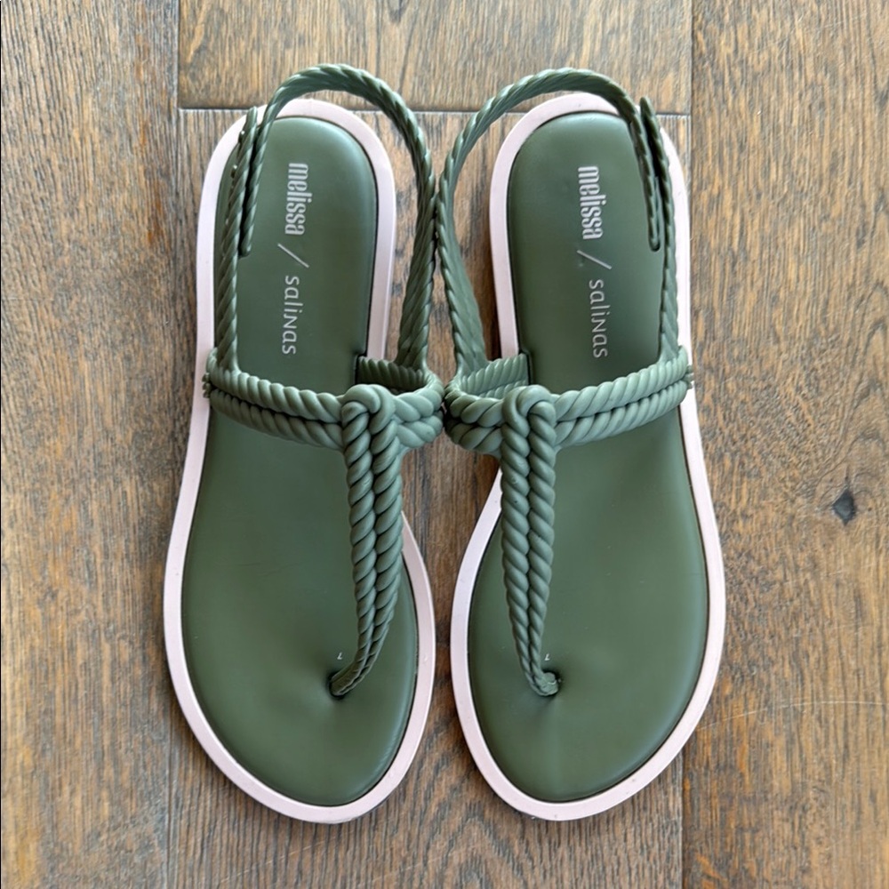 Melissa Shoes x Salinas Braided Green Thong Sandals